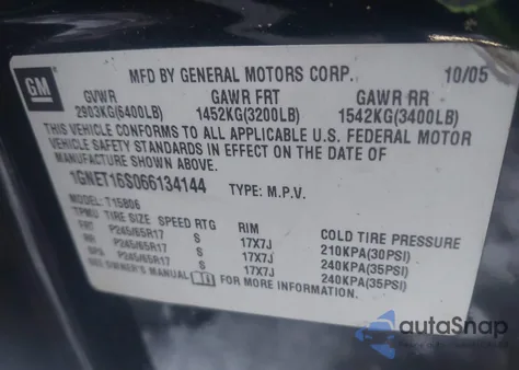 2006 Chevrolet Trailblazer Ext Lt z USA, uszkodzony, nr VIN 1GNET16S066134144